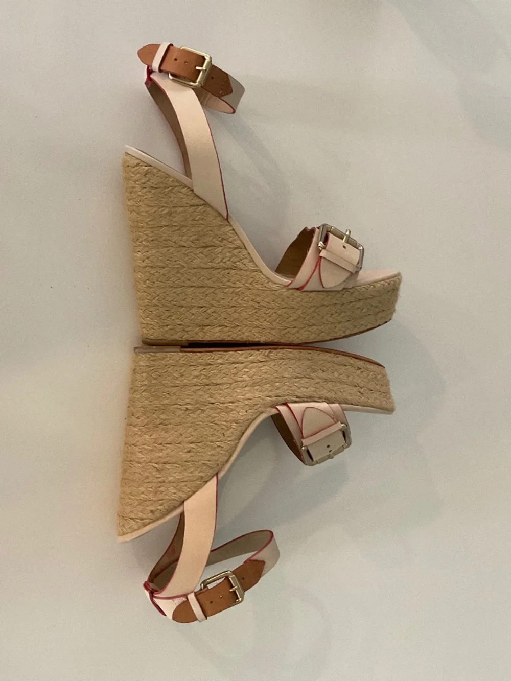 POUR LA VICTOIRE Jaclyn Espadrille Wedge Leather Sandals in Tan Size 10